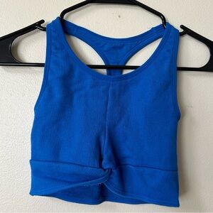 Blue Padded Sports Bra Crop Top